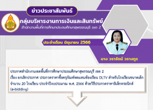 ประกาศประกวดราคาซื้อครุภัณฑ์ทดแทนห้องเรียน DLTV สำหรับโรงเรียนขนาดเล็ก จำนวน 20 โรงเรียน ประจำปีงบประมาณ พ.ศ.2566 ด้วยวิธีประกวดราคาอิเล็กทรอนิกส์ (e-bidding)